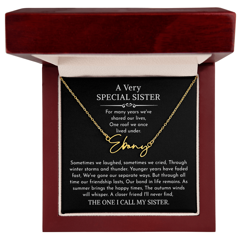 sister signature name necklace