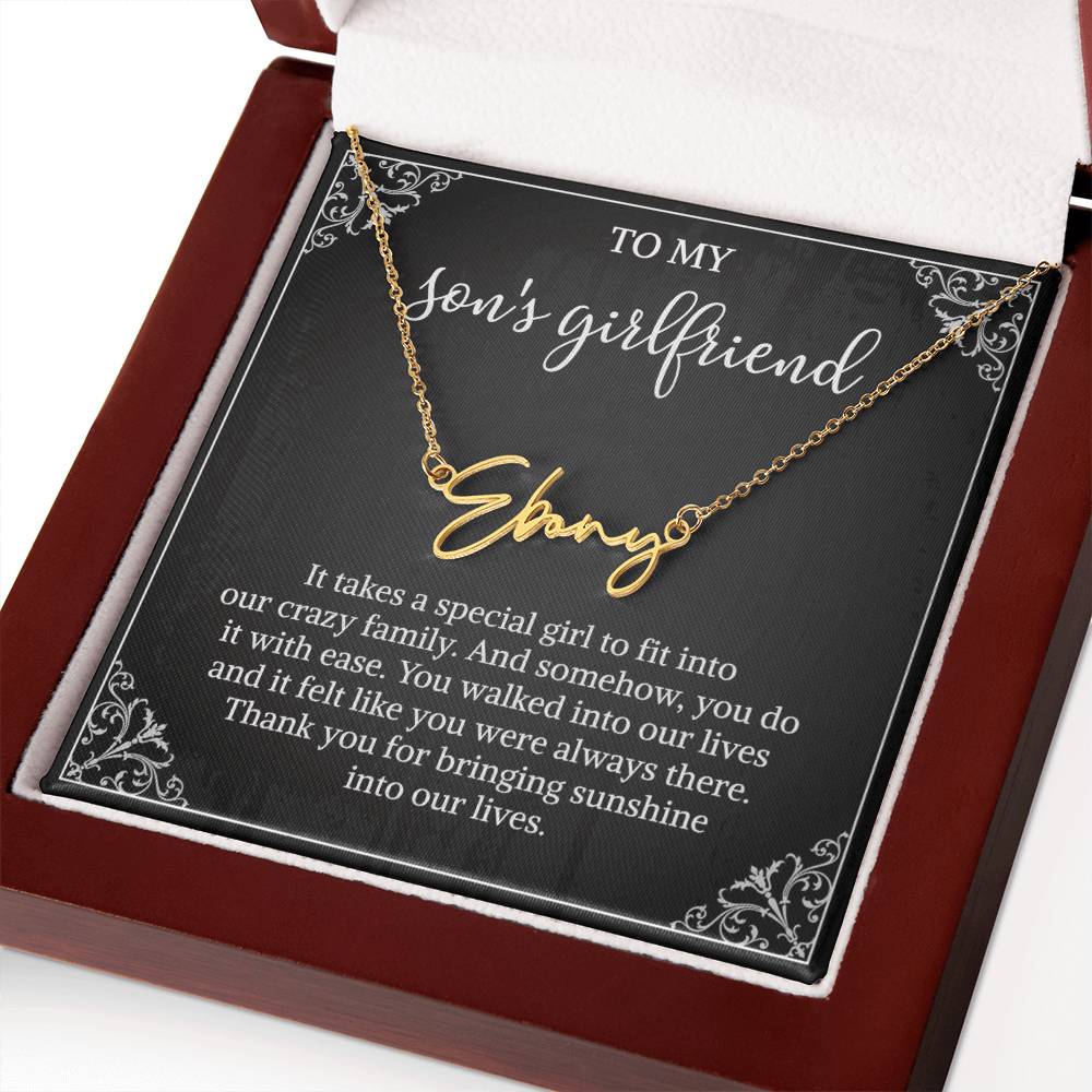 To my Son's Girlfriend Gifts, Signature Style Name Necklace, Valentine's Day Jewelry Birthday Gift