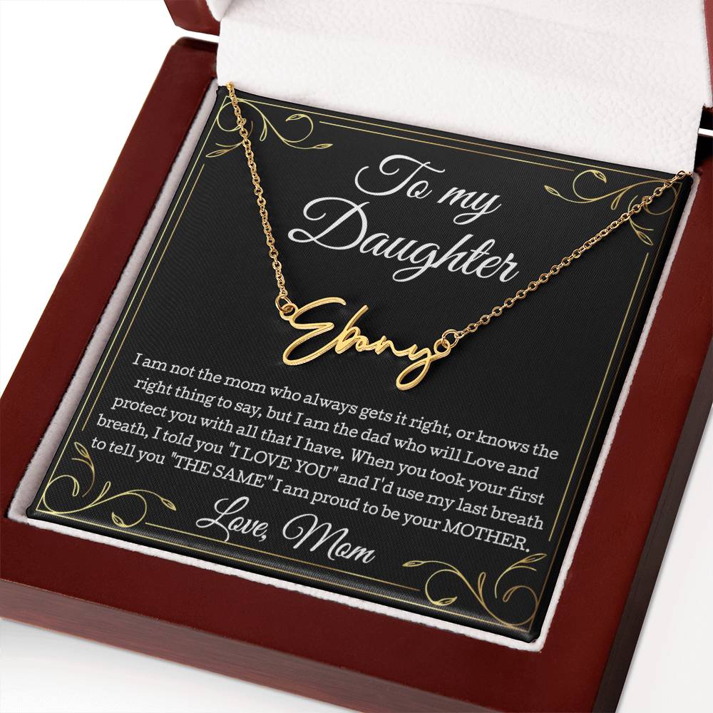 To My Daughter Necklace From Mom, Daughter Signature Style Name Necklace, Daughter Gift, Birthday Gift, Christmas Gift Daughter From Mom