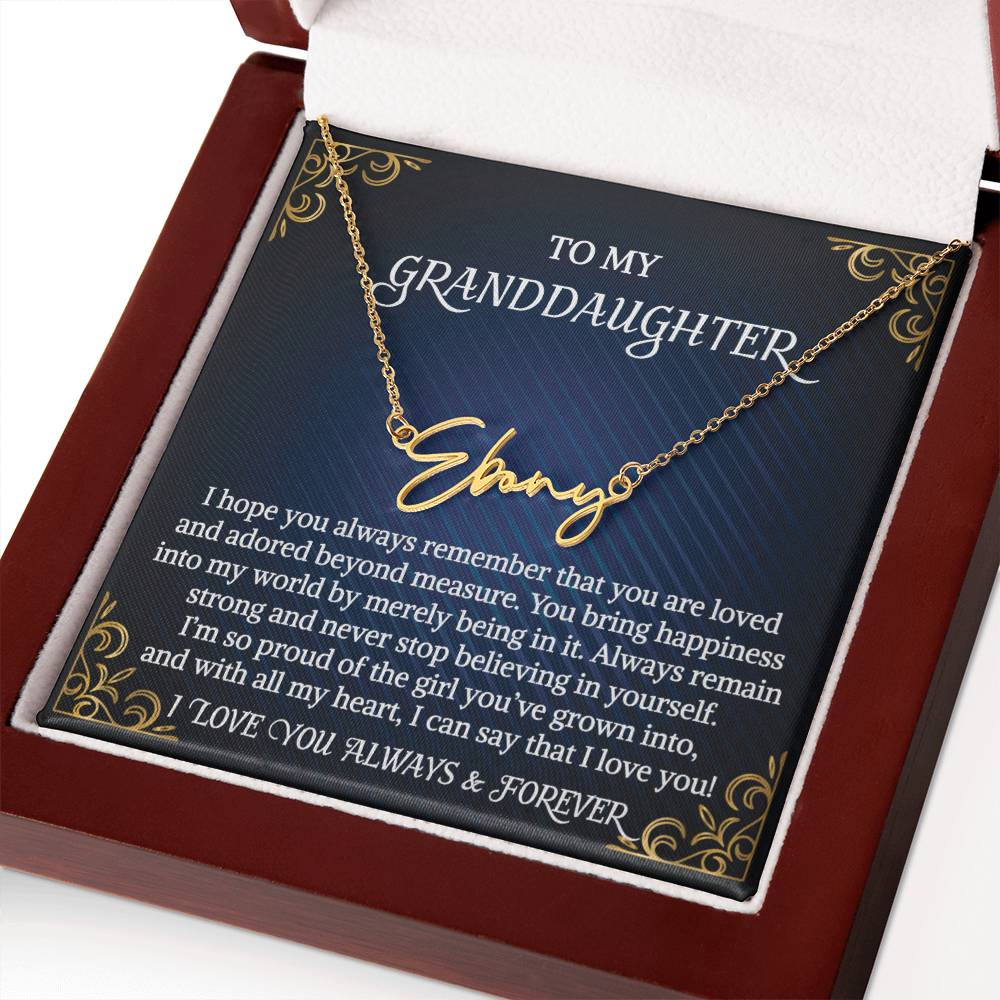 Granddaughter Necklace Gift From Grandma Grandmother Grandpa Grandfather To My Granddaughter Graduation Birthday Signature Style Name Necklace