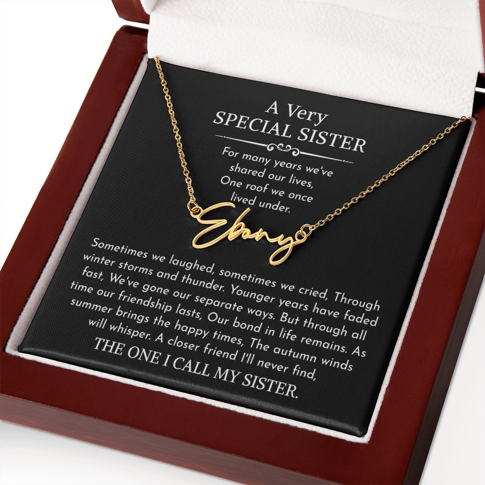sister signature name necklace
