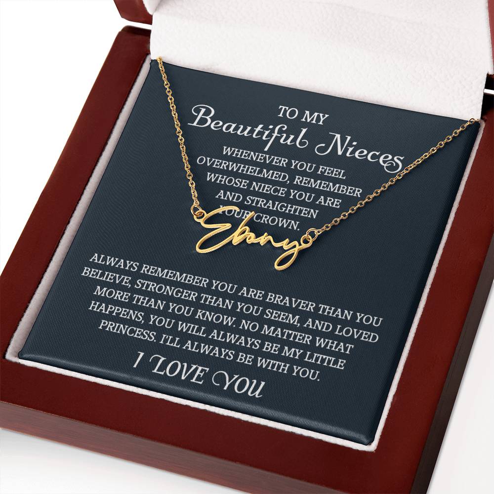 To My Niece Signature Style Name Necklace, Niece Gift from Aunt, Niece Gift, Birthday Gift for Niece, Niece Birthday Card, Gift for Niece