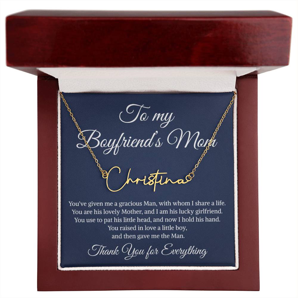 Gift to My Boyfriend's Mom Necklace | Sign Style Name Necklace | Boyfriends Mom Necklace