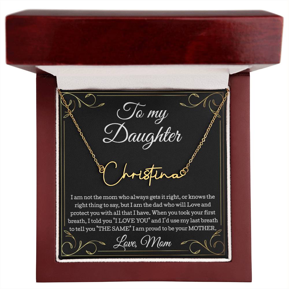 To My Daughter Necklace From Mom, Daughter Signature Style Name Necklace, Daughter Gift, Birthday Gift, Christmas Gift Daughter From Mom