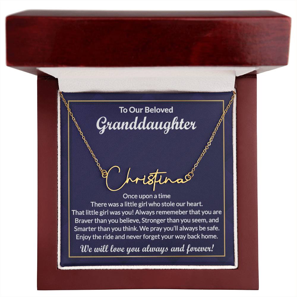 Custom Granddaughter Necklace Gifts from Grandma - Personalized Name Jewelry with Message Card and Gift Box for Graduation or Birthday