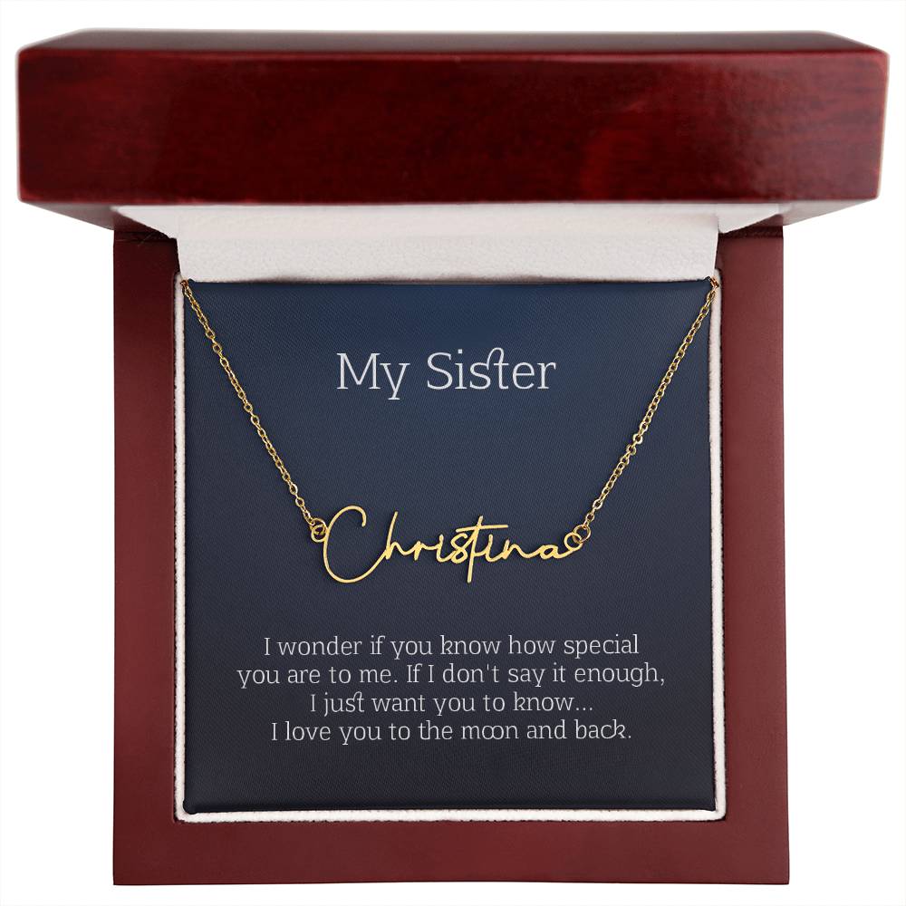 my sister signature name necklace