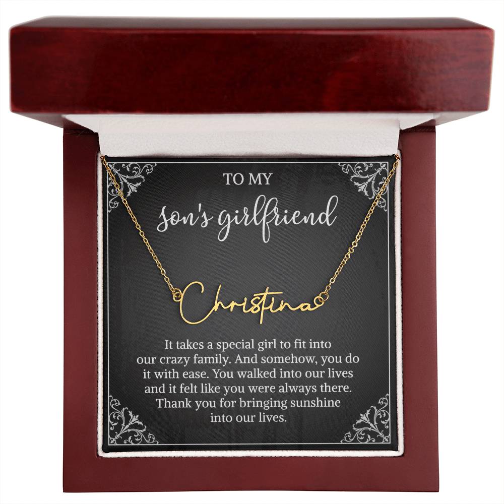 To my Son's Girlfriend Gifts, Signature Style Name Necklace, Valentine's Day Jewelry Birthday Gift