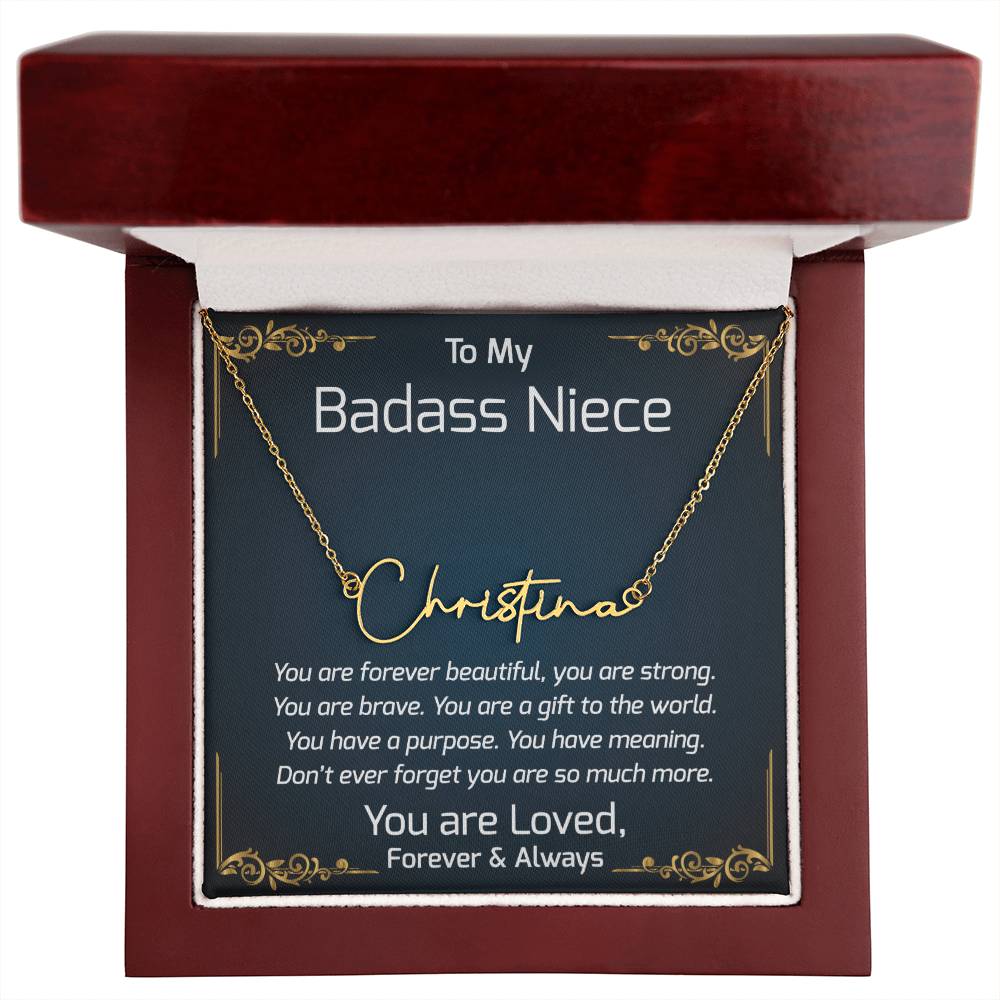 To My Badass Niece Gifts, Unique Jewelry Gift for Niece, Graduation, Christmas, or Birthday Present from Aunt and Uncle, Special Gift for Niece