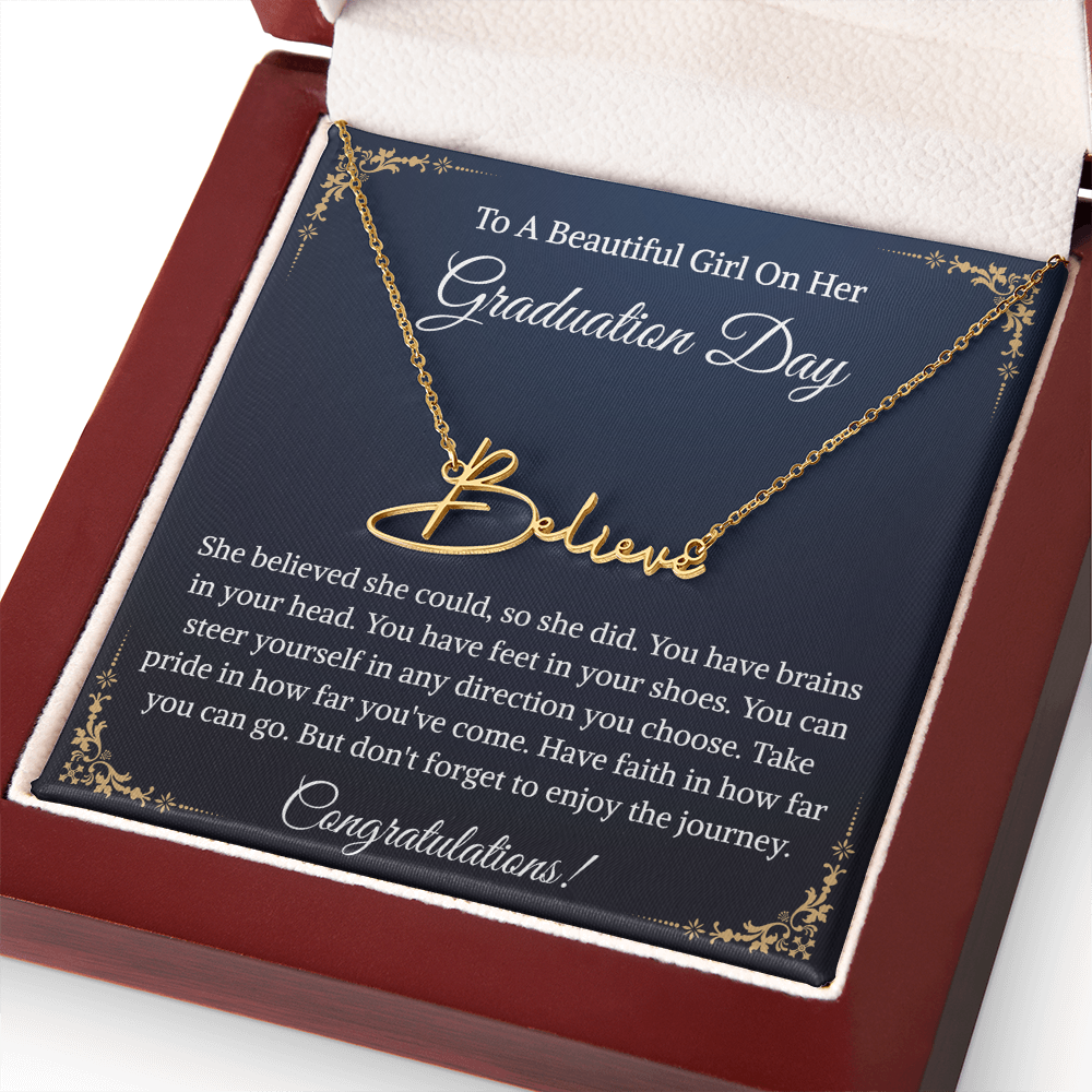 Signature Style Name Necklace, Inspirational Graduation Gift, High School Graduate Gifts for Best Friend or Daughter
