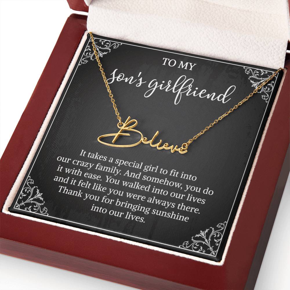 To my Son's Girlfriend Gifts, Signature Style Name Necklace, Valentine's Day Jewelry Birthday Gift