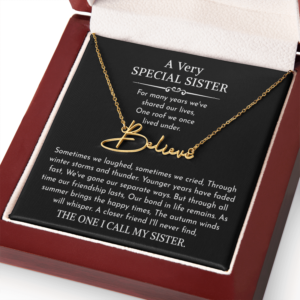 sister signature name necklace