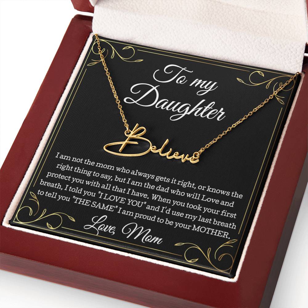 To My Daughter Necklace From Mom, Daughter Signature Style Name Necklace, Daughter Gift, Birthday Gift, Christmas Gift Daughter From Mom