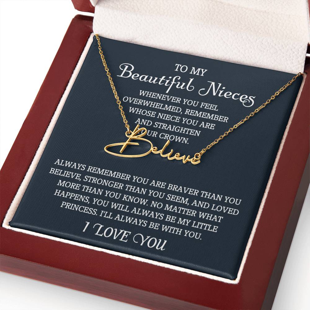 To My Niece Signature Style Name Necklace, Niece Gift from Aunt, Niece Gift, Birthday Gift for Niece, Niece Birthday Card, Gift for Niece