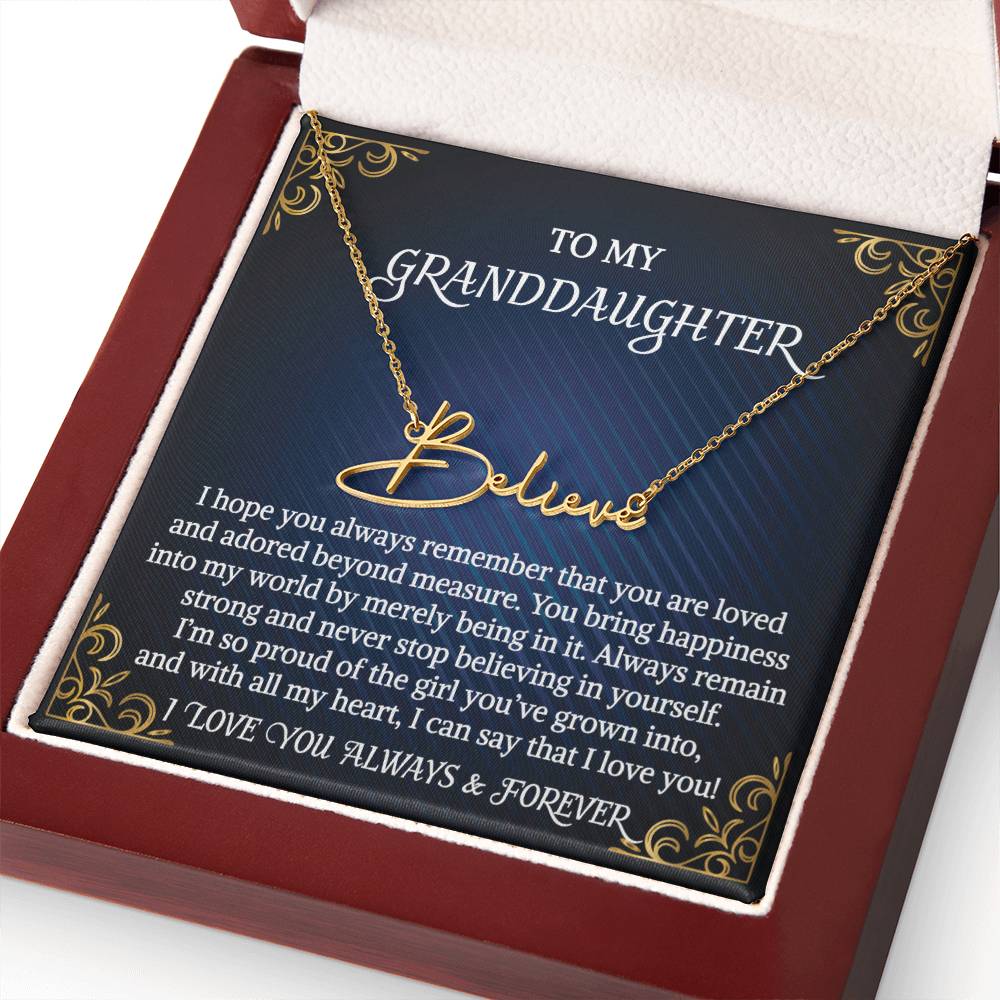 Granddaughter Necklace Gift From Grandma Grandmother Grandpa Grandfather To My Granddaughter Graduation Birthday Signature Style Name Necklace