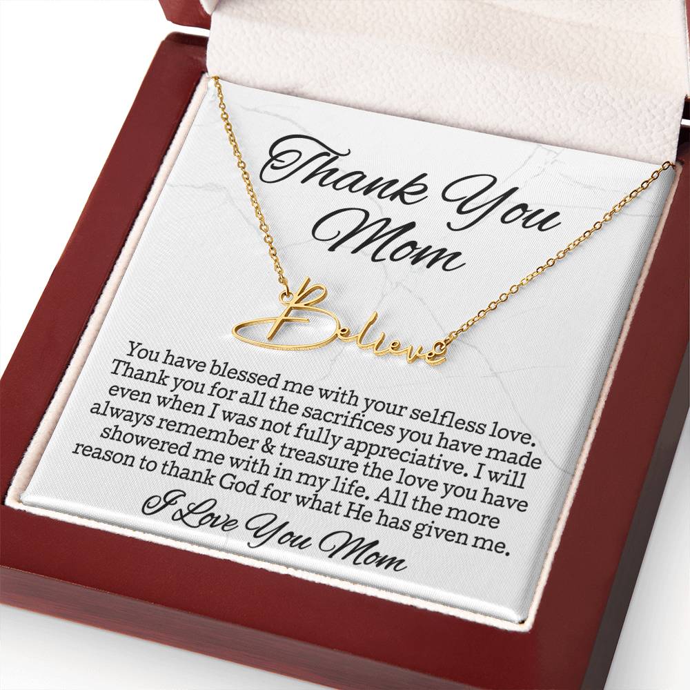 Thank You Necklace Gift • Sentimental Mom Gift • Perfect Gift for Any Occasion • Mom Necklace from Daughter • Show Your Love with This Necklace