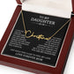 To My Daughter Signature Style Name Necklace, Mother's Day Graduation Birthday Christmas Jewelry Gifts from Mom with Heartfelt Message Card