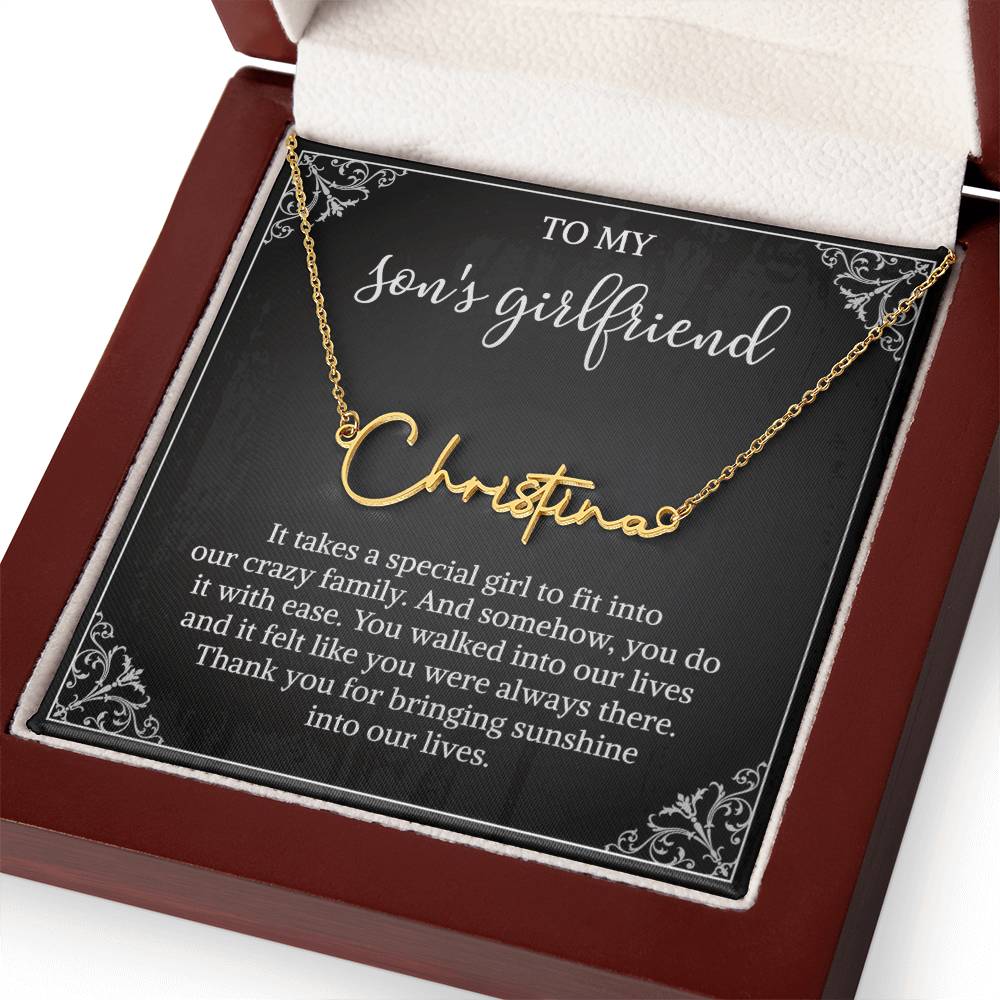 To my Son's Girlfriend Gifts, Signature Style Name Necklace, Valentine's Day Jewelry Birthday Gift