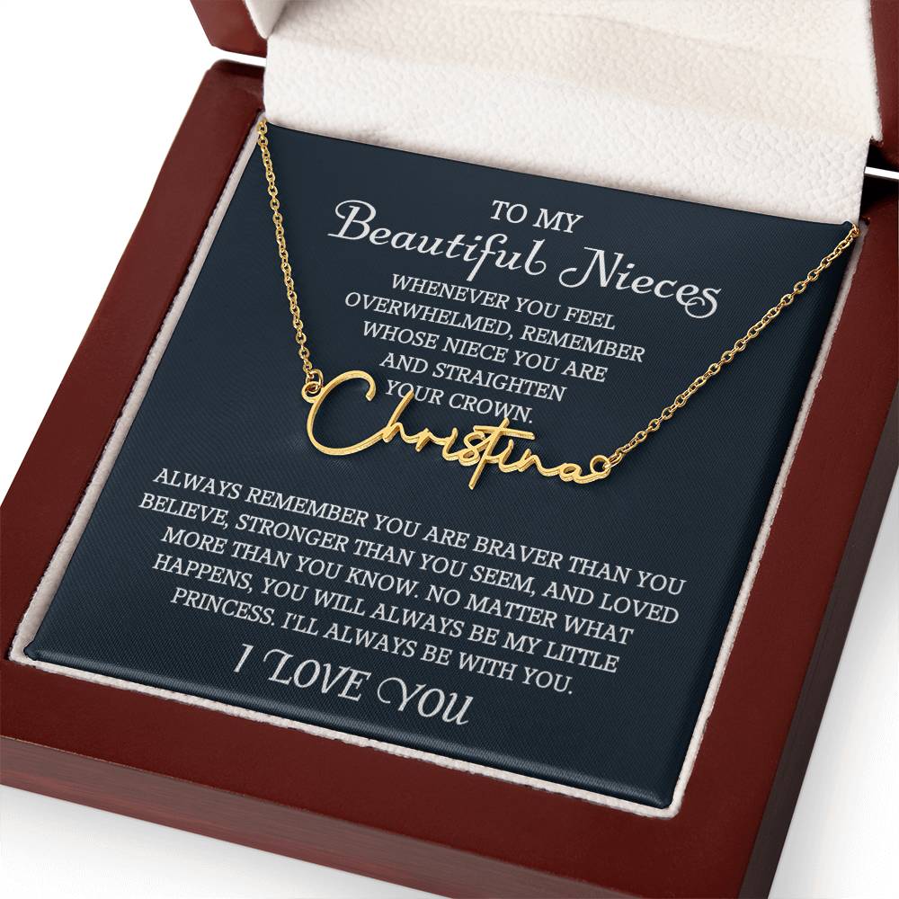 To My Niece Signature Style Name Necklace, Niece Gift from Aunt, Niece Gift, Birthday Gift for Niece, Niece Birthday Card, Gift for Niece
