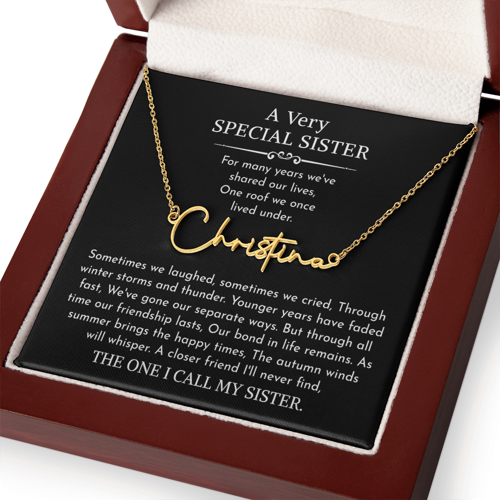 sister signature name necklace