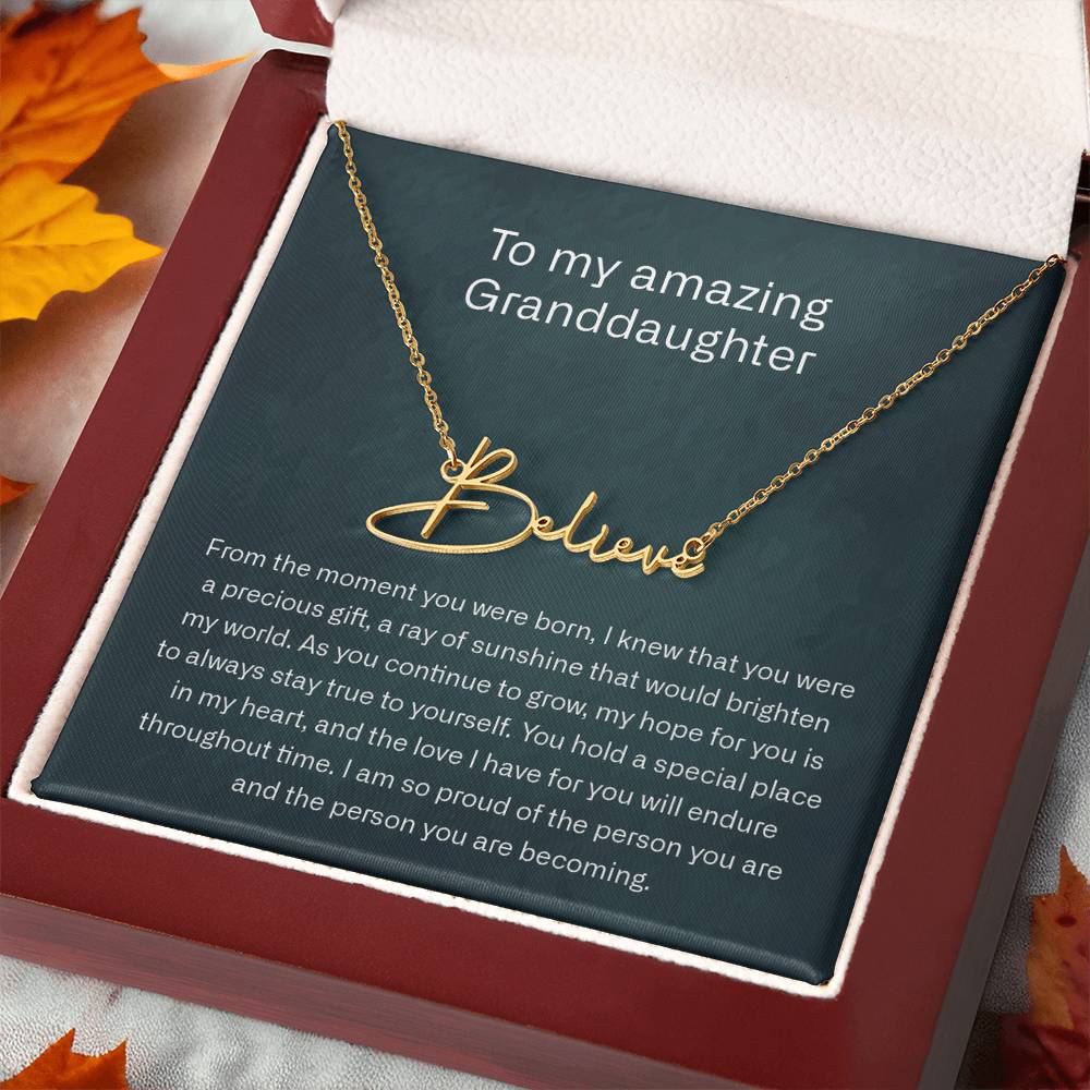 granddaughter signature name neckalce