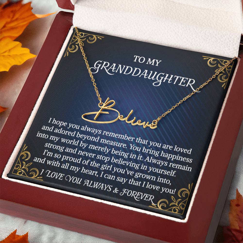 Granddaughter Necklace Gift From Grandma Grandmother Grandpa Grandfather To My Granddaughter Graduation Birthday Signature Style Name Necklace