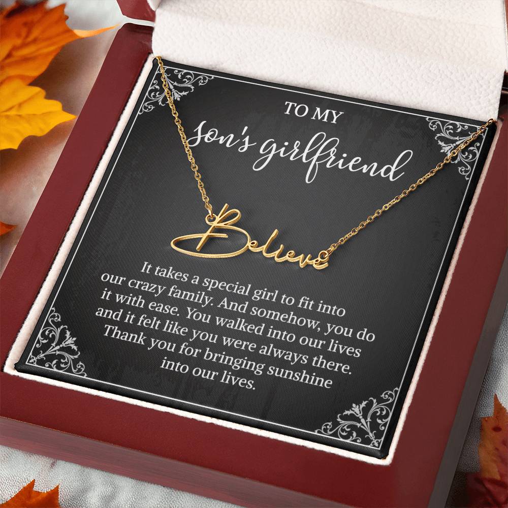 To my Son's Girlfriend Gifts, Signature Style Name Necklace, Valentine's Day Jewelry Birthday Gift