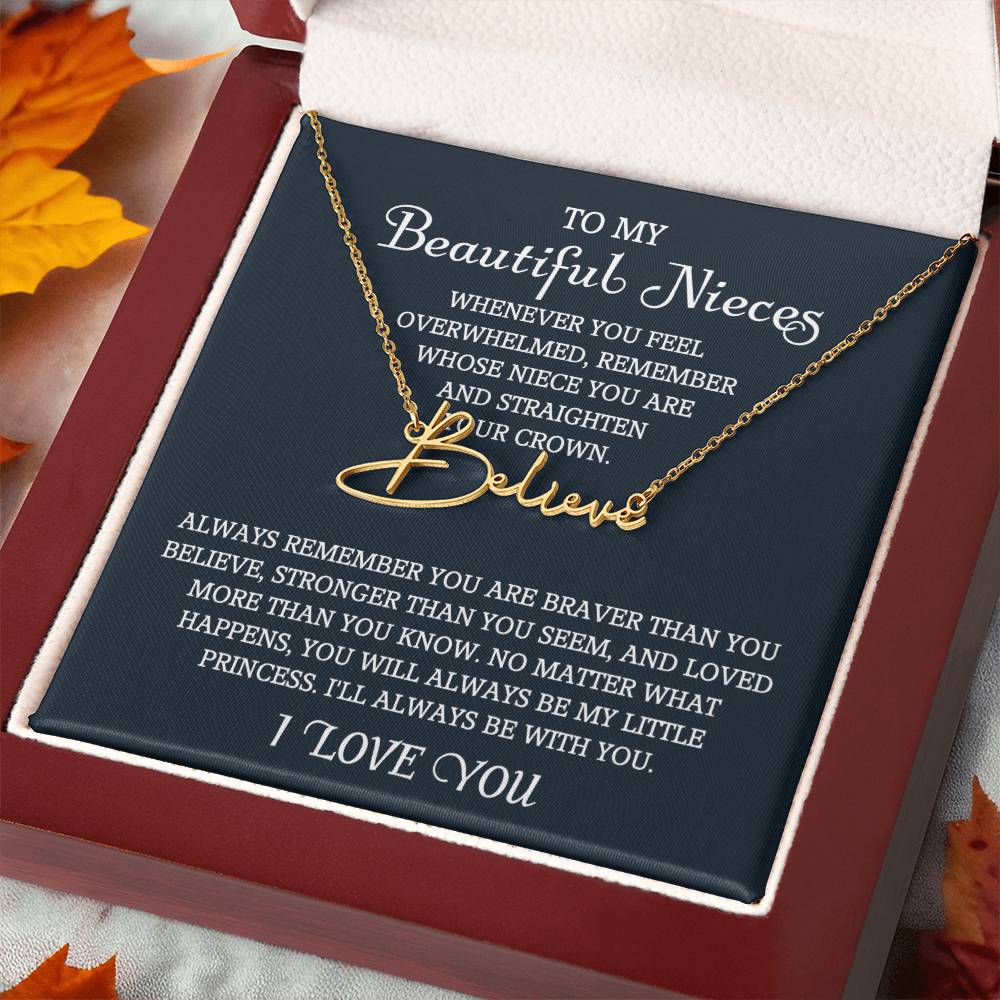 To My Niece Signature Style Name Necklace, Niece Gift from Aunt, Niece Gift, Birthday Gift for Niece, Niece Birthday Card, Gift for Niece