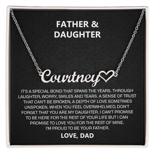 To My Daughter Necklace From Dad With Heartfelt Message, Father Daughter Gifts From Dad, Graduation Gift For Daughter, Heart Name Necklace