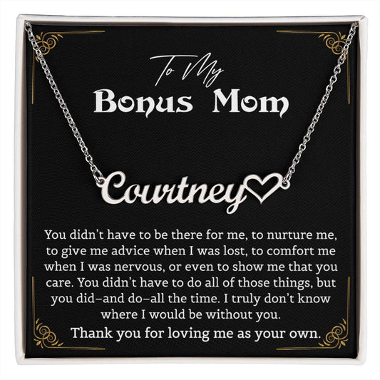 Heart Name Necklace for Step Mom Mothers Day Gifts Christmas Birthday Jewelry Gifts for Bonus Mom Step Mother