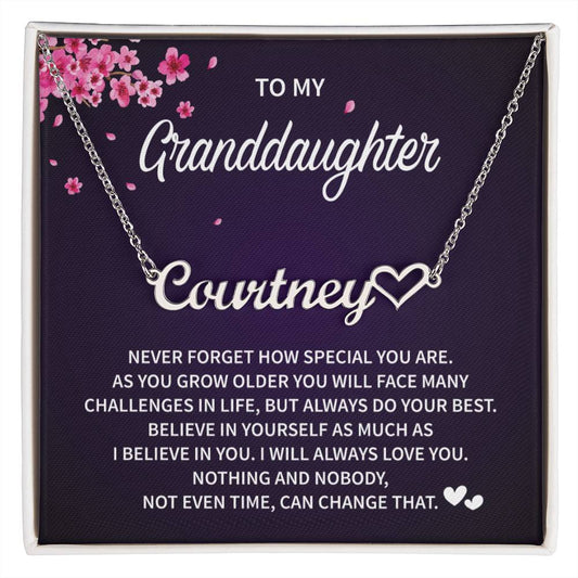 Granddaughter name necklace heart