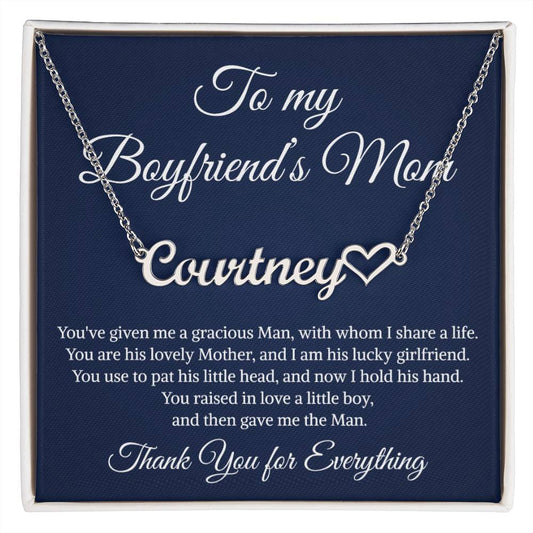 Gift to My Boyfriend's Mom Necklace | Heart Name Necklace | Boyfriends Mom Necklace
