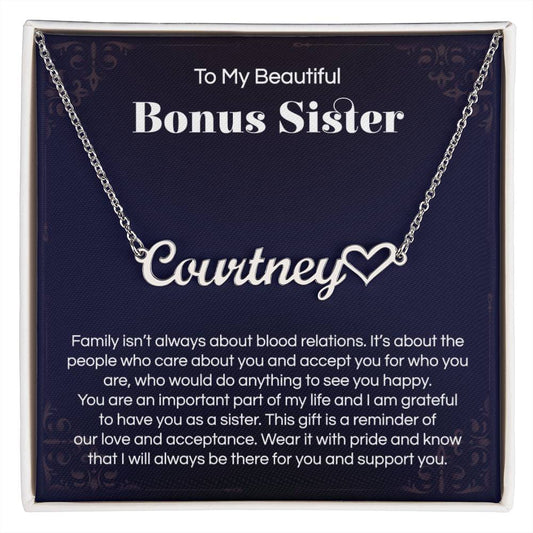Sister Gifts, Heart Name Necklace for Sister in Law, Sister in Law Birthday Gift for Bonus Sister, Unbiological Sister Gifts, Christmas Jewelry