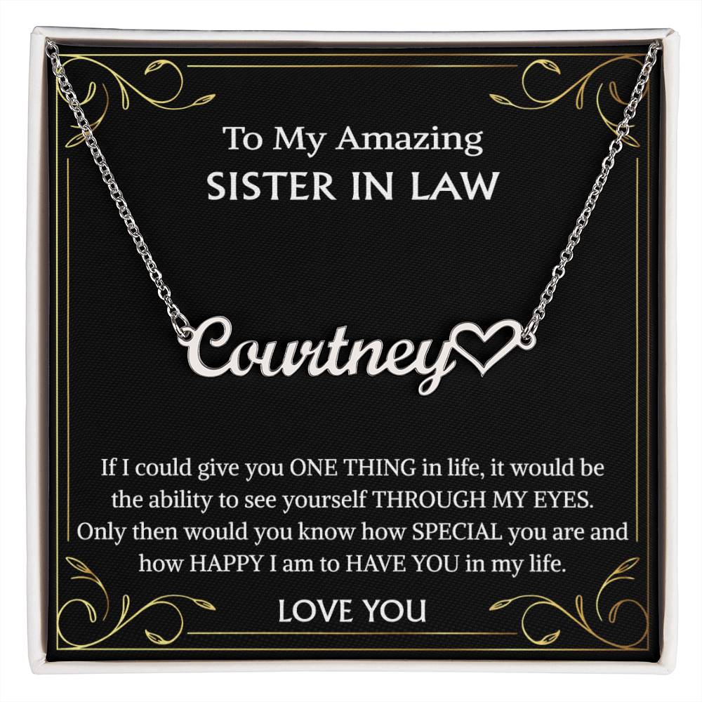 Sister-in-Law Gift • Heart Name Necklace for Sister-in-Law • Family Jewelry • Wedding Gift • Christmas Name Necklace