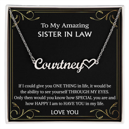 Sister-in-Law Gift • Heart Name Necklace for Sister-in-Law • Family Jewelry • Wedding Gift • Christmas Name Necklace