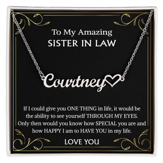 Sister-in-Law Gift • Heart Name Necklace for Sister-in-Law • Family Jewelry • Wedding Gift • Christmas Name Necklace