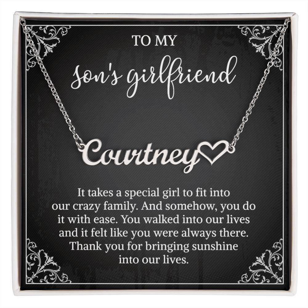 To my Son's Girlfriend Gifts, Signature Style Name Necklace, Valentine's Day Jewelry Birthday Gift