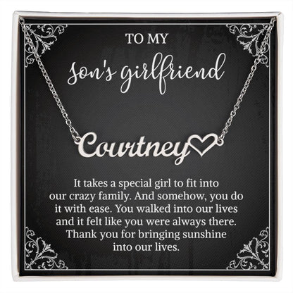To my Son's Girlfriend Gifts, Signature Style Name Necklace, Valentine's Day Jewelry Birthday Gift