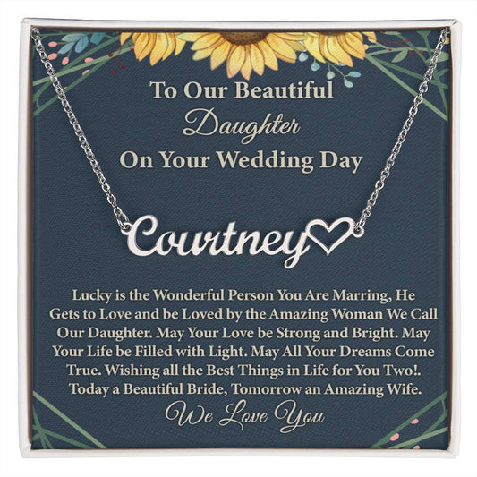 To My Daughter On Wedding Day Necklace From Mom, Beautiful Daughter Wedding Gift Bride Gift From Mom, And Wedding Gifts For Daughter