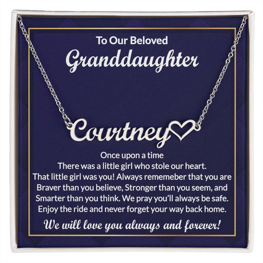 Heart Name Necklace, A Special Gift for Granddaughter from Grandma, Perfect for Granddaughter's Birthday