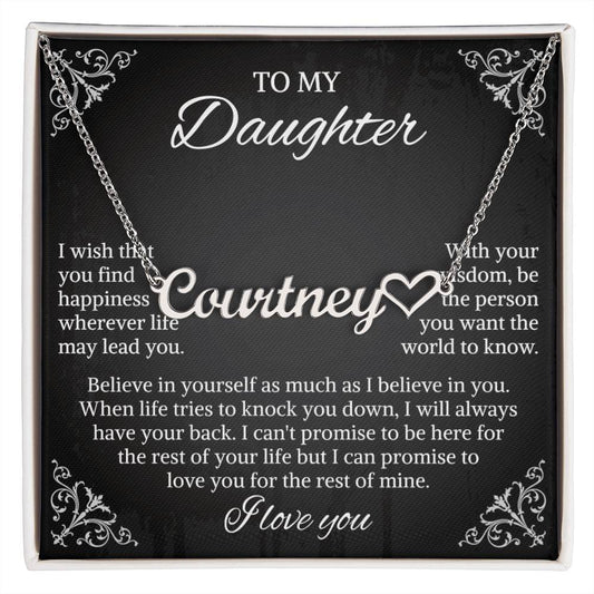 To My Daughter Heart  Name Necklace, Daughter Necklace, Gift For Daughter, Daughter Necklace, Daughter Jewelry From Mom Dad