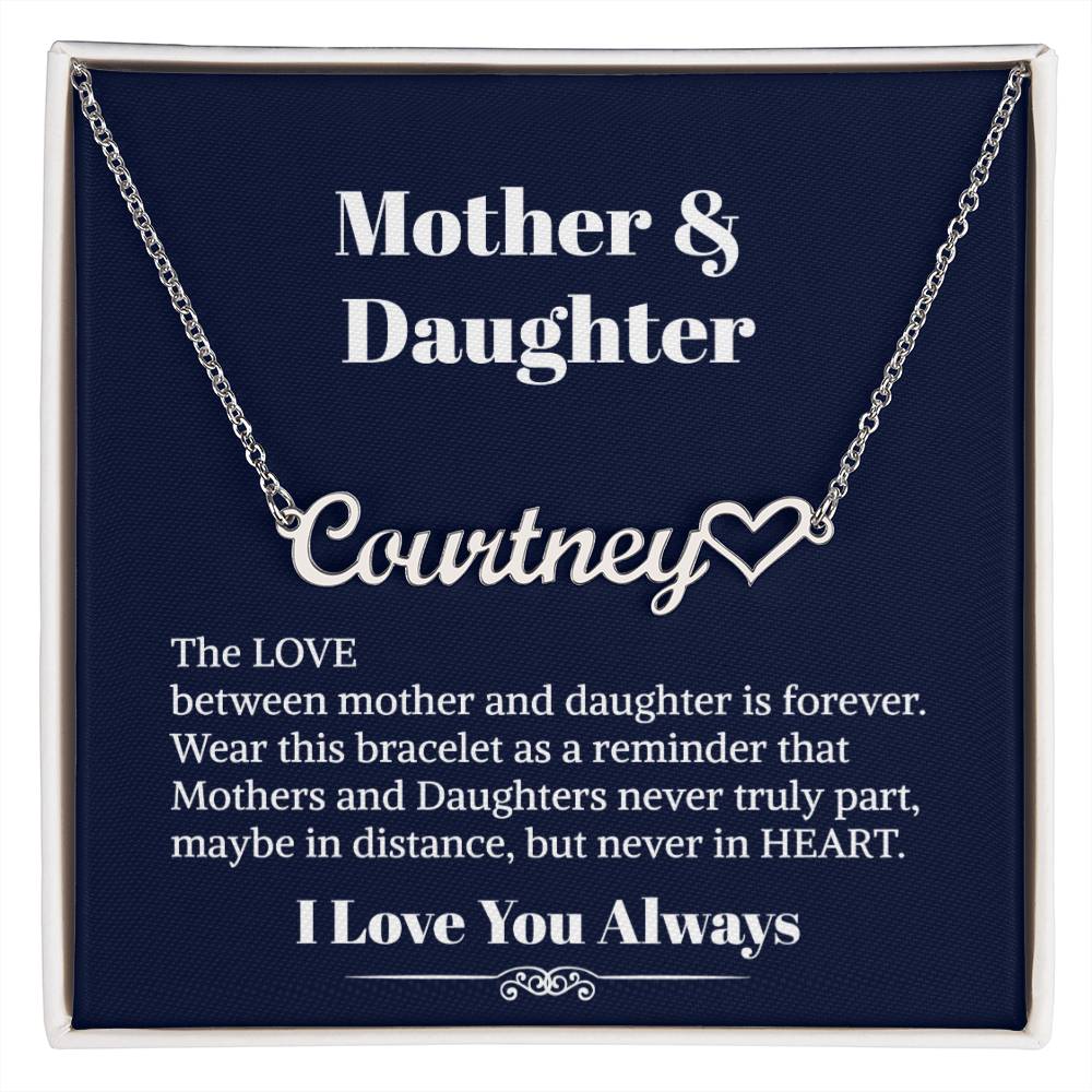 Mother Daughter Heart Name Necklace - To My Daughter Necklace - Personalized Name Necklace - Necklace For Daughter From Mom