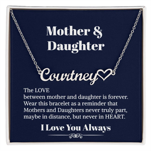 Mother Daughter Heart Name Necklace - To My Daughter Necklace - Personalized Name Necklace - Necklace For Daughter From Mom