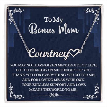 To My Bonus Mom Name Necklace, Custom Name Necklace Gift For Mother In Law other, Mothers Day Gift, Birthday Gift From Son In Law