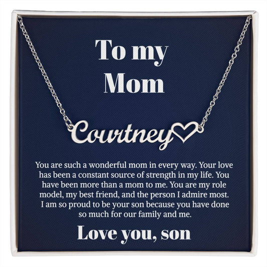 To My Mom Gifts - Necklace for Mom - Necklace Gift for Mom from Daughter - Heart Name Necklace Card