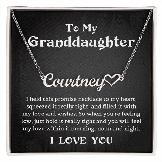 Granddaughter Birthday Gift, Heart Name Necklace from Grandmother with Thoughtful Message Card, Grandmother Granddaughter Necklace