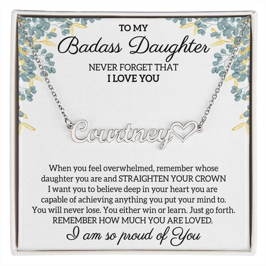 Necklace Gift for My Daughter from Dad , Perfect for Birthday, Graduation, Christmas, or Inspirational Strength, Heart Name Necklace