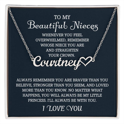 To My Niece Heart Name Necklace, Niece Gift from Aunt, Niece Gift, Birthday Gift for Niece, Niece Birthday Card, Gift for Niece