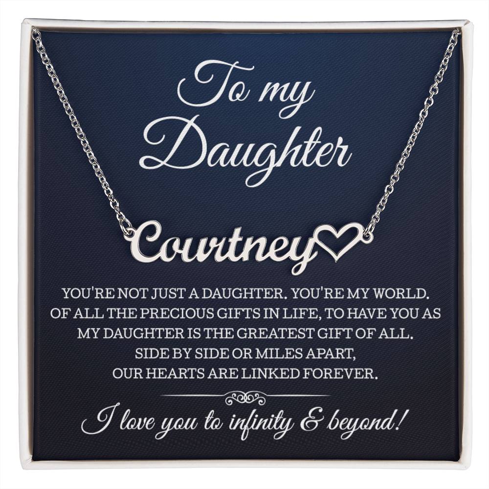 To My Daughter Necklace, Heart Name Necklace, Gift for Daughter from Mom Dad, Birthday Christmas Gift
