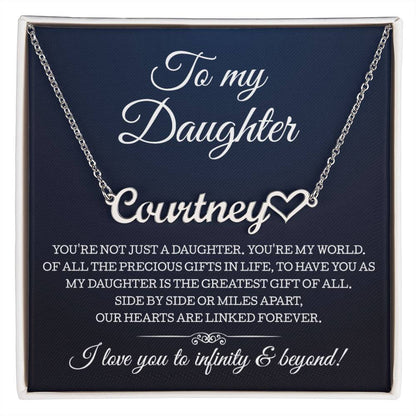 To My Daughter Necklace, Heart Name Necklace, Gift for Daughter from Mom Dad, Birthday Christmas Gift
