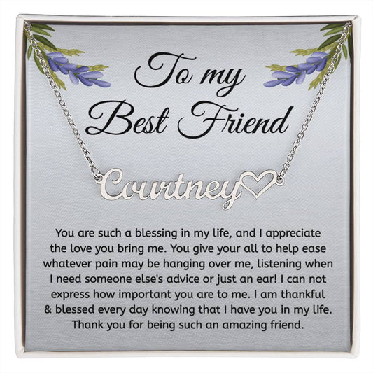 Best Friend Necklace, HeartName Necklace Friendship Necklace, Jewelry Gift, Gift for Friend, Birthday Gift, Christmas Gift